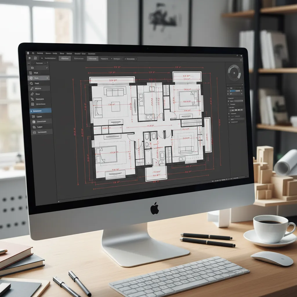 Plano de casa en 2D diseñado en un programa de ordenador