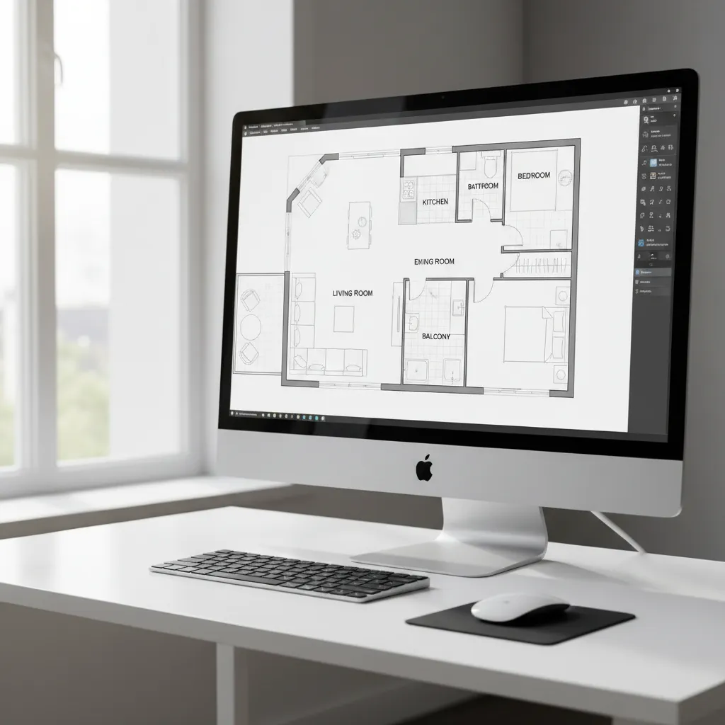 Plano digital de una vivienda con distribución de habitaciones