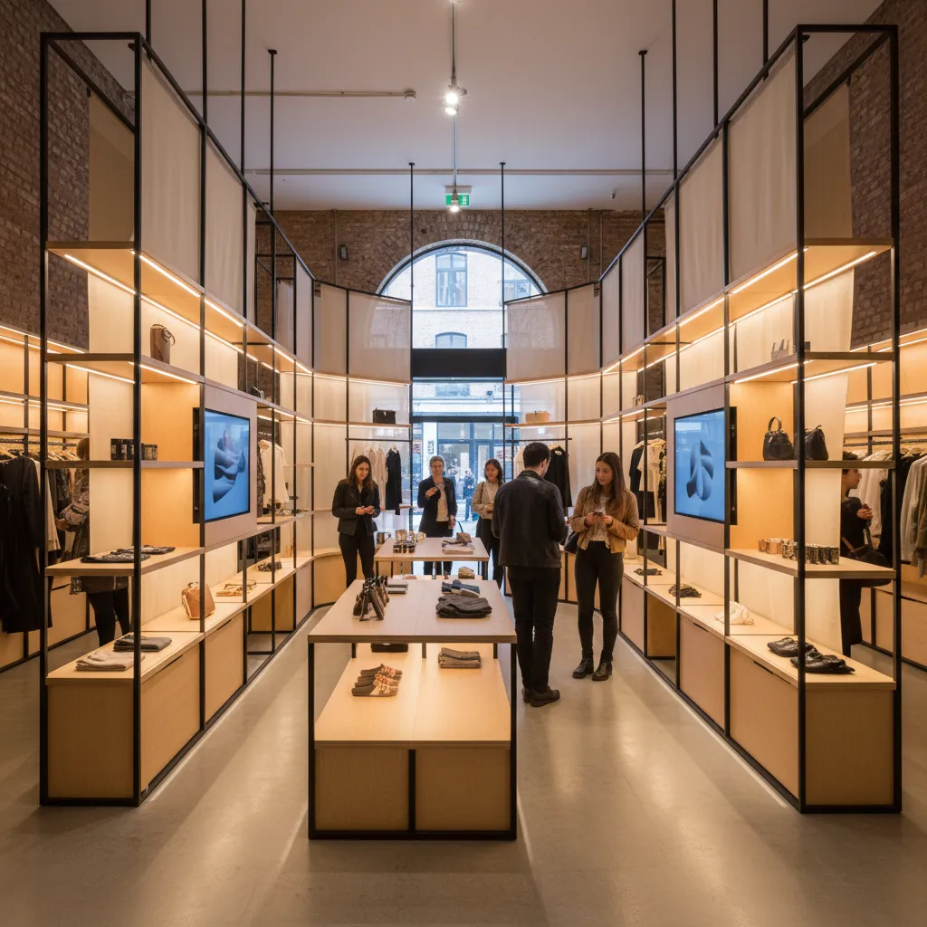 Pop‑up store con diseño interior efímero y elementos modulares