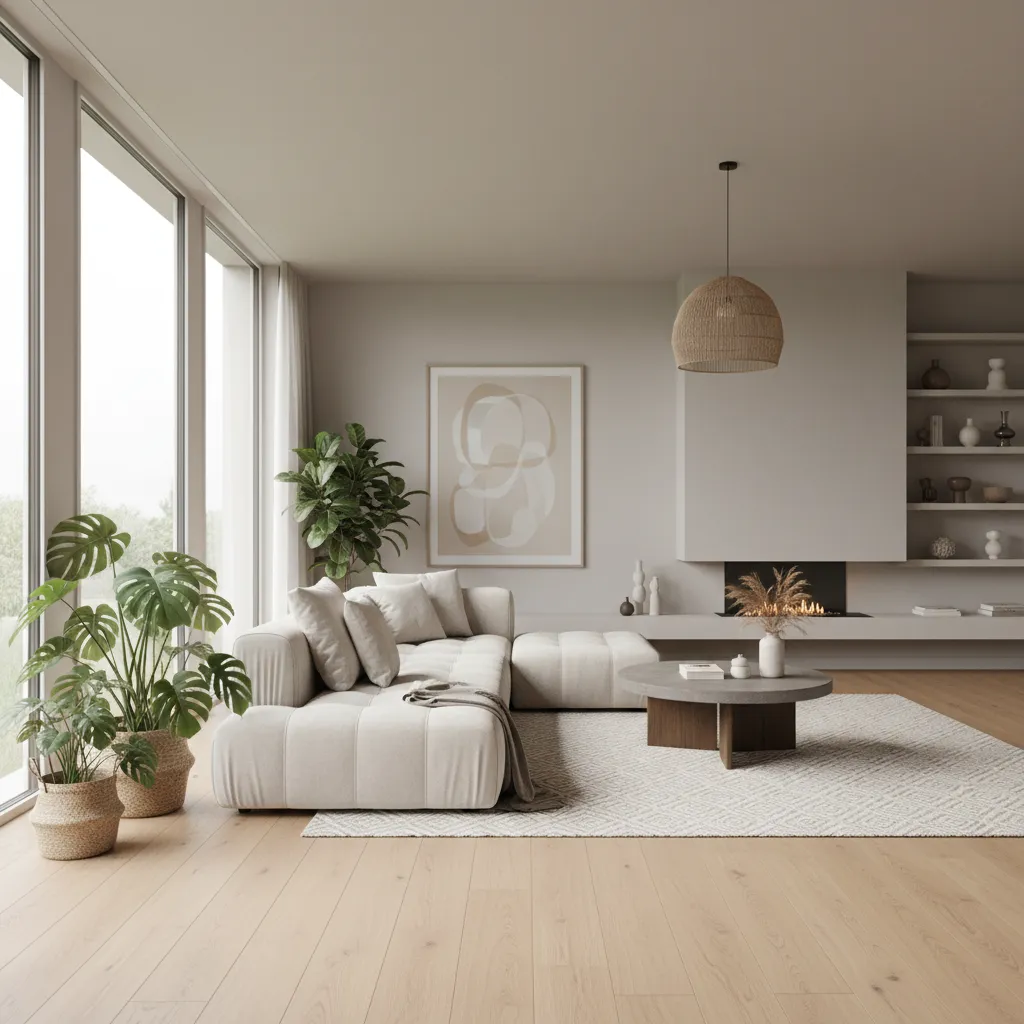 Sala de estar moderna diseñada para vivienda