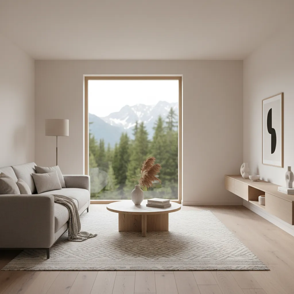 Visualización 3D de un salón moderno creado con software de diseño interior