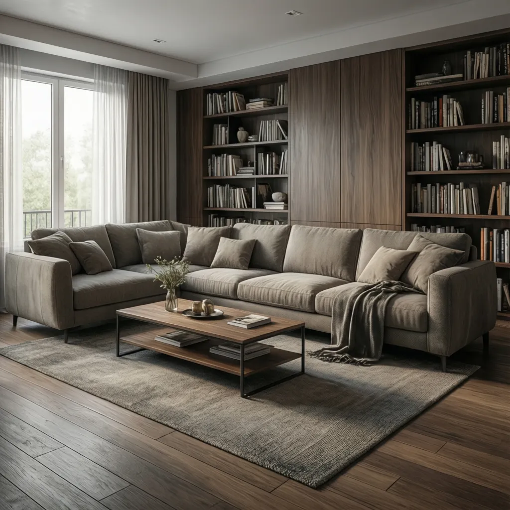 Modelo 3D de un salón moderno creado con software de diseño interior
