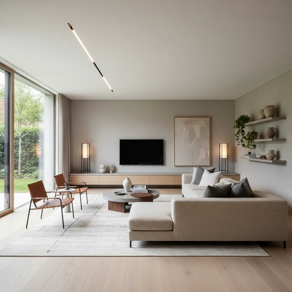 Proyecto de salón moderno diseñado por interiorista