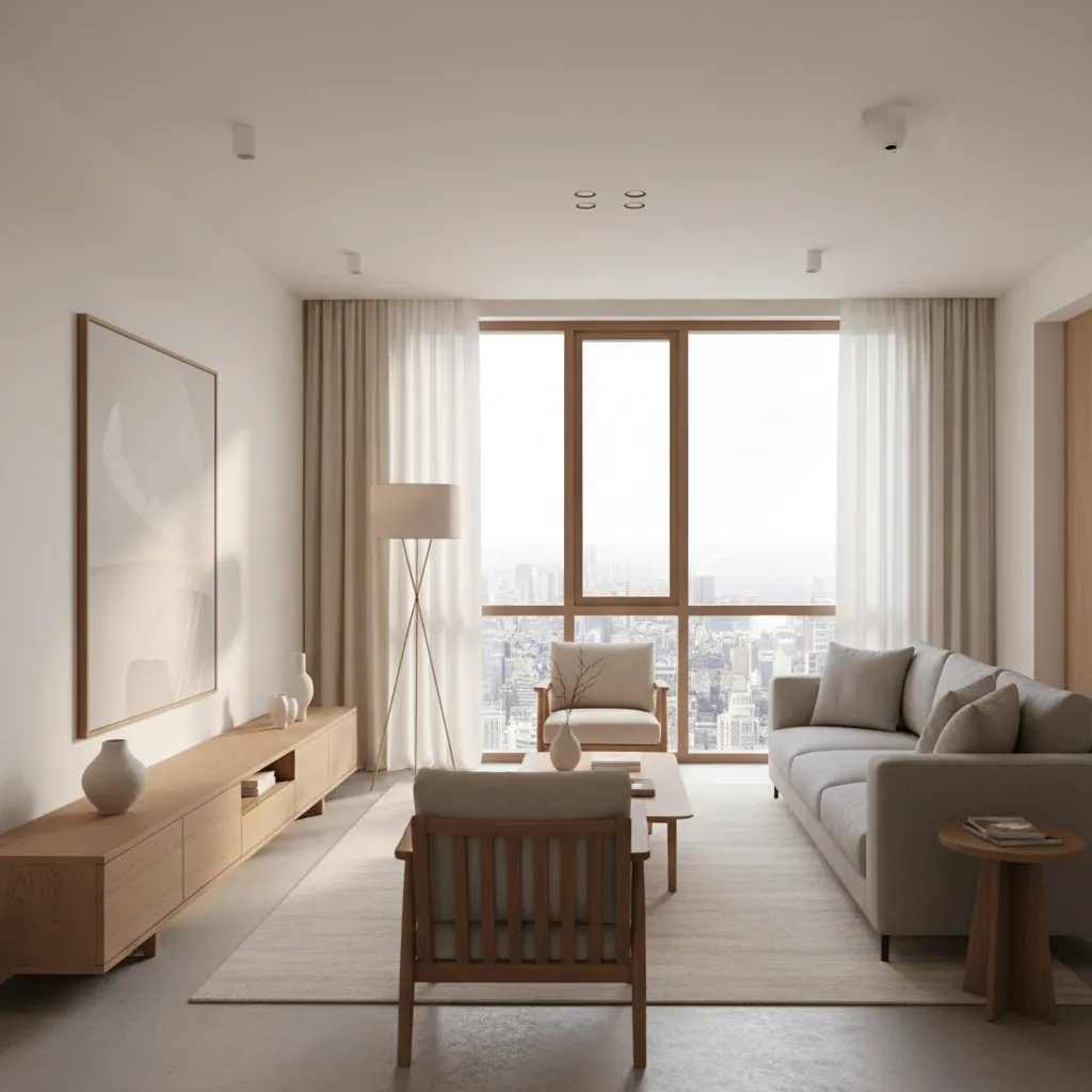 Proyecto de salón moderno diseñado por interiorista