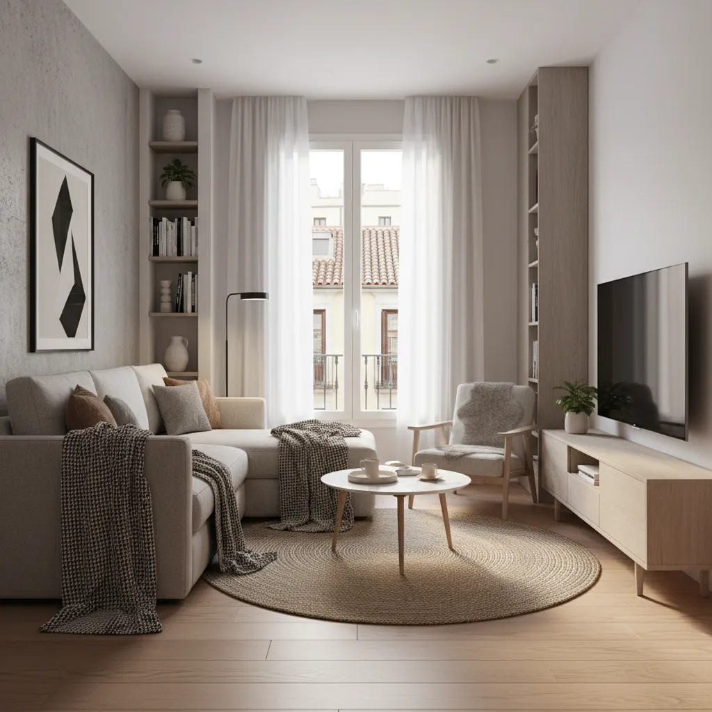 salón pequeño bien aprovechado con diseño inteligente