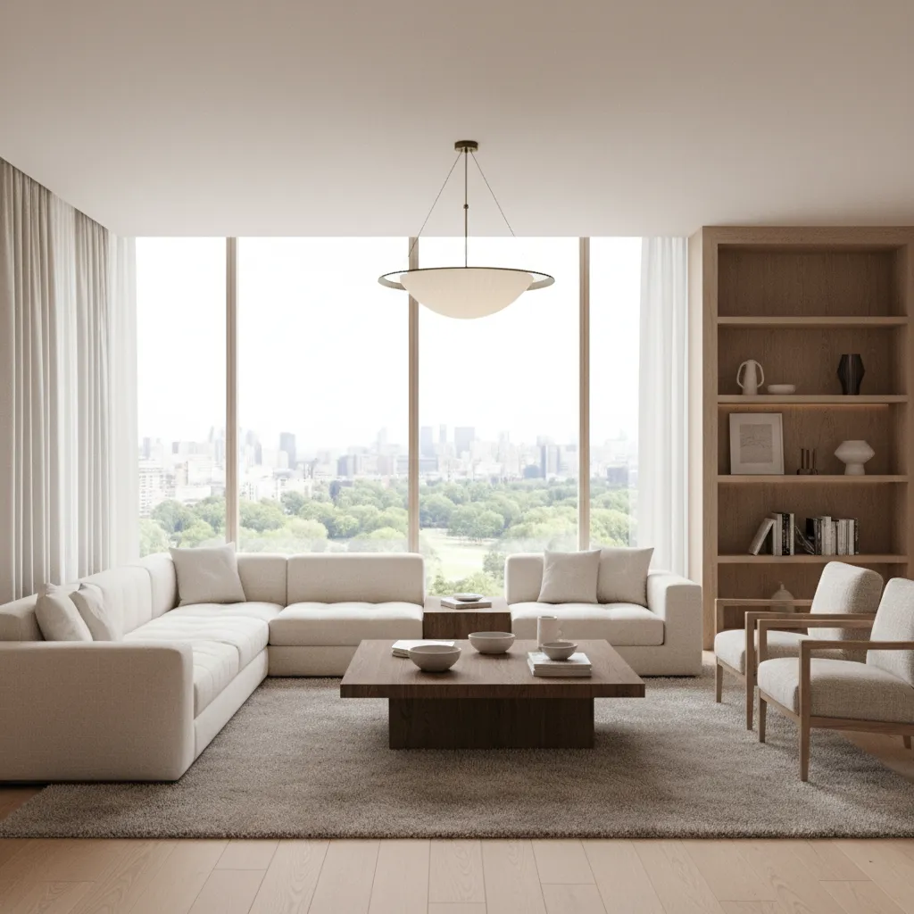 Diseño digital de un salón moderno generado con software de interiores