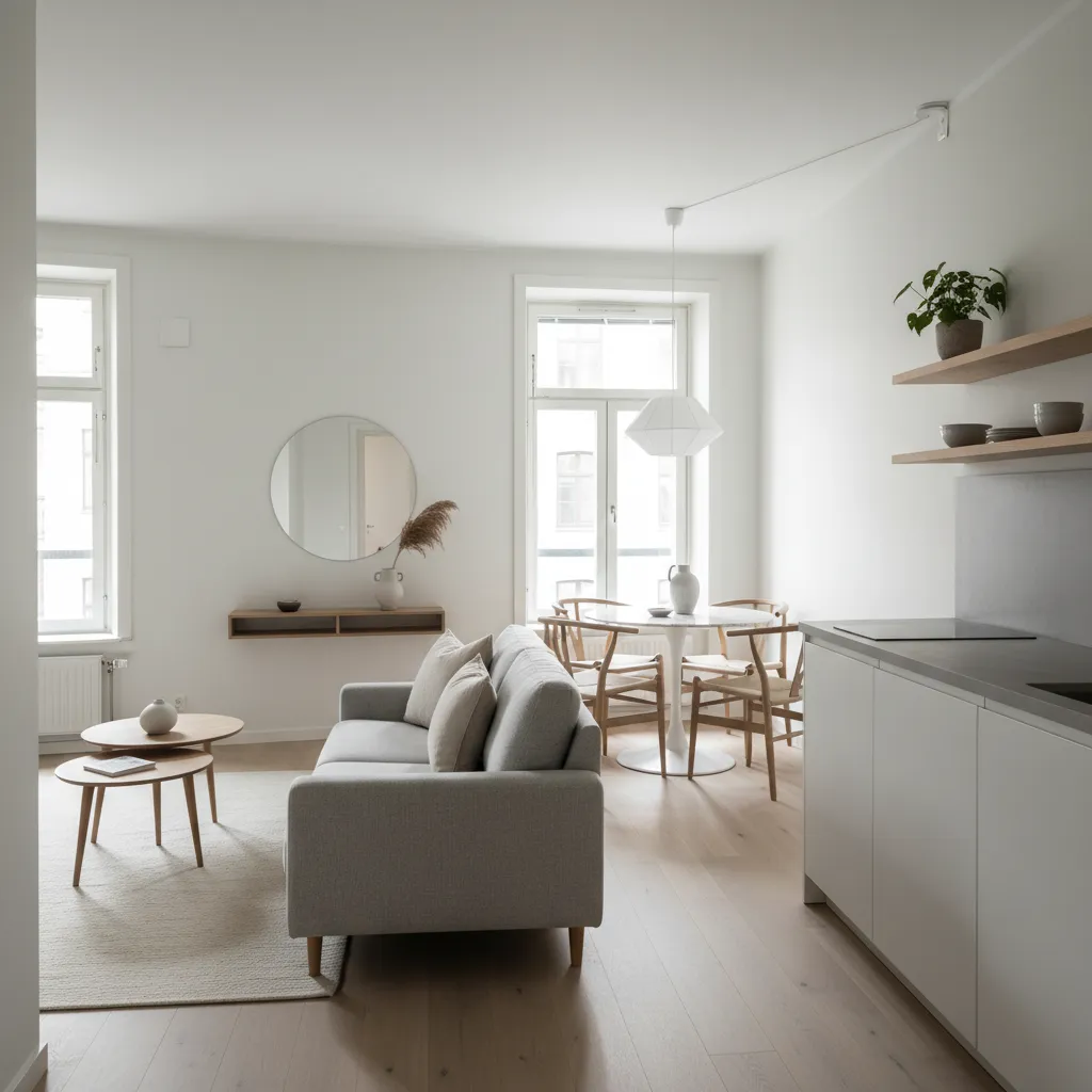 Apartamento pequeño con diseño minimalista y distribución clara