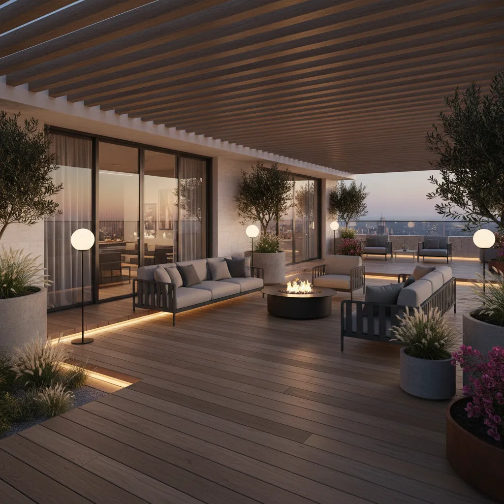 Visualización 3D de una terraza diseñada con software