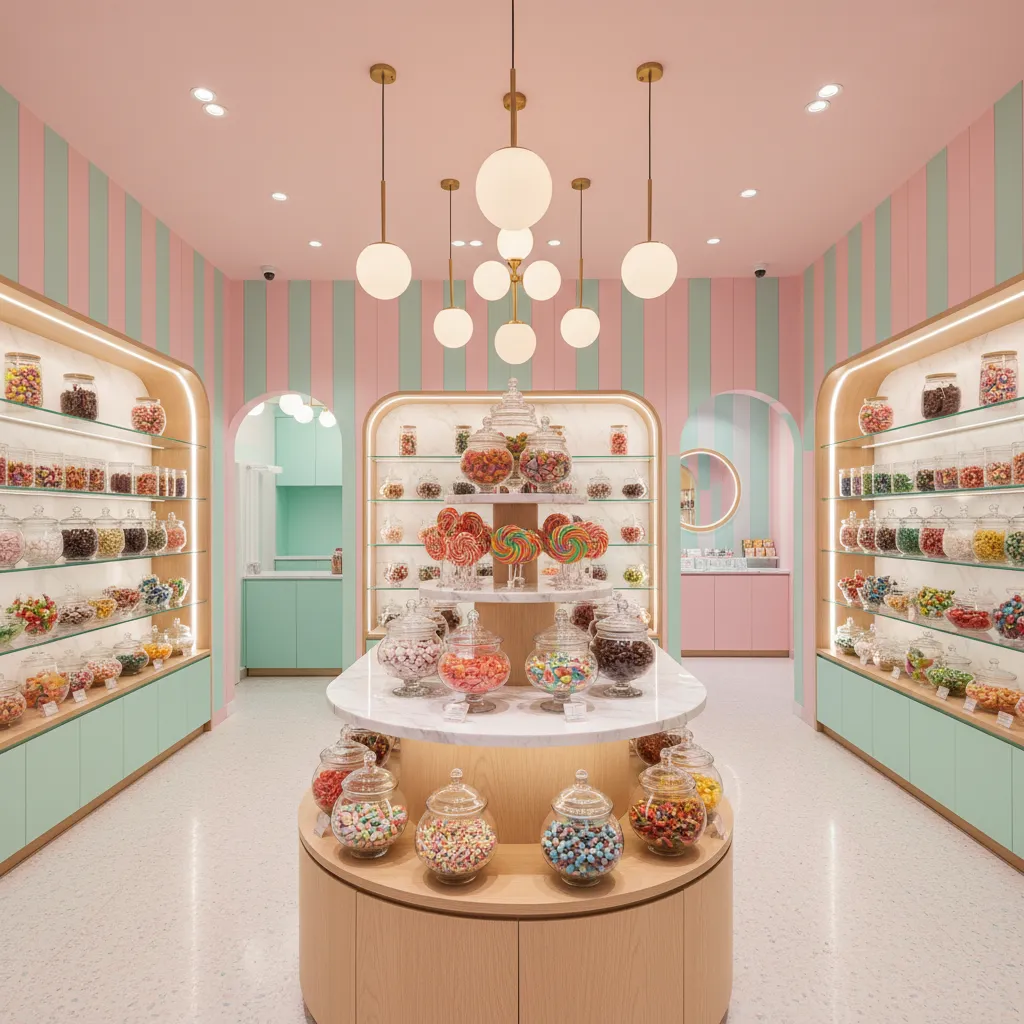 Diseño interior de una tienda de chuches que atrae clientes