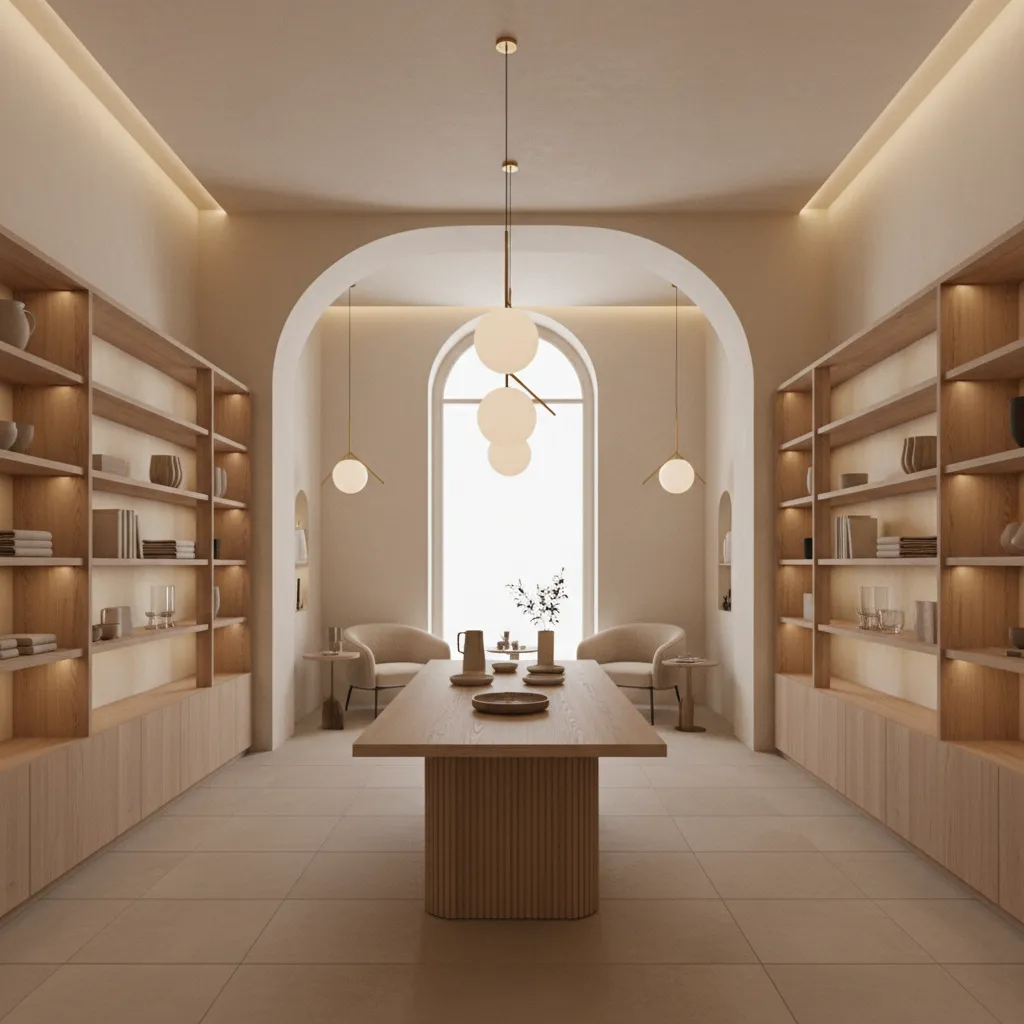 Diseño de interiores en tiendas clásico neutro