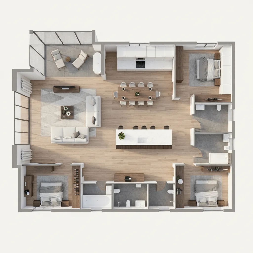 Diseños de casas de tres habitaciones: ideas funcionales