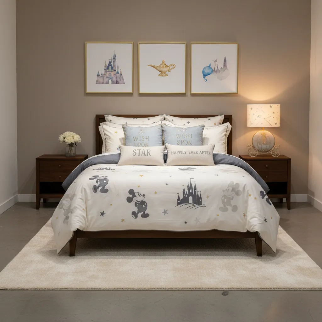 display of disney home decor categories including bedding lamps and wall art