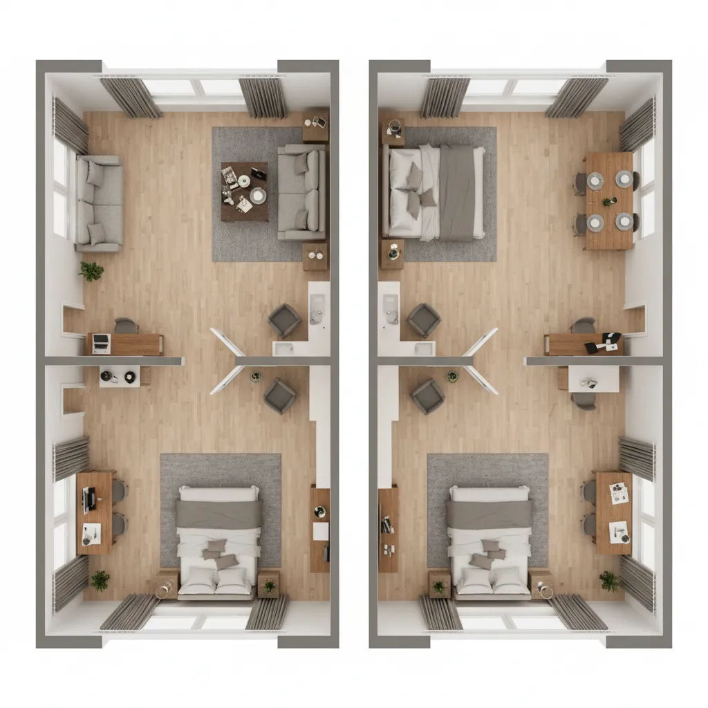 example of distorted isometric floor plan caused by perspective camera