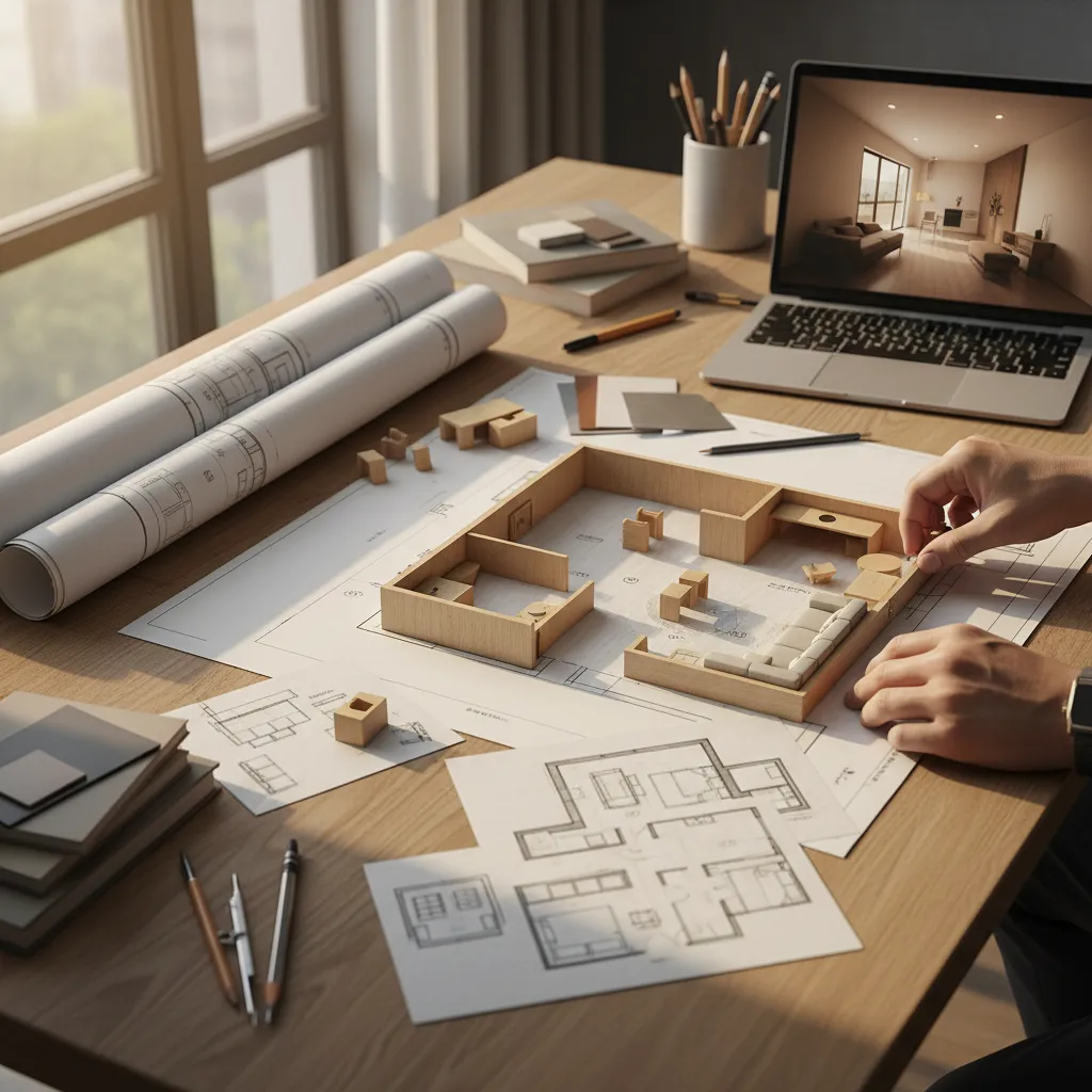 Plano y diseño de distribución de un apartamento pequeño