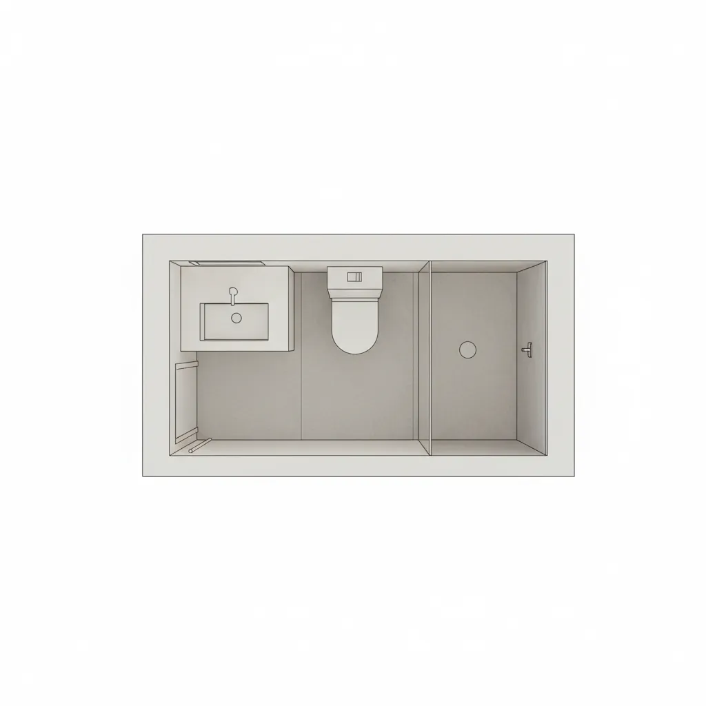 Plano de distribución eficiente para un baño pequeño