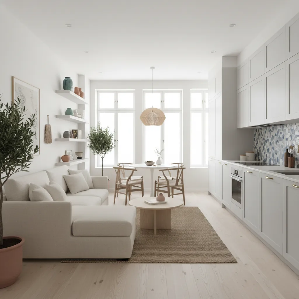 Interior bien distribuido de una vivienda pequeña moderna