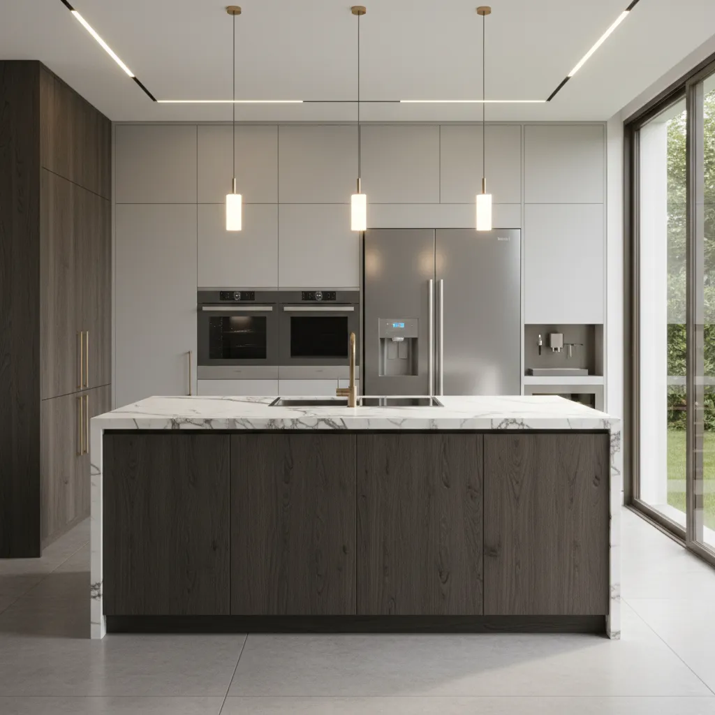 Diseño de cocina mostrando diferentes configuraciones de distribución