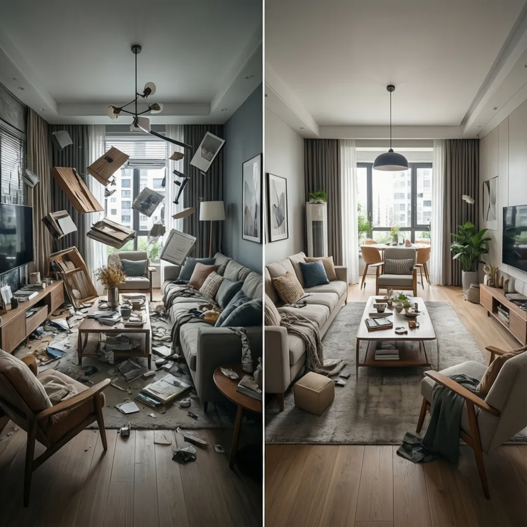 Comparación visual de dos distribuciones de salón con circulación diferente