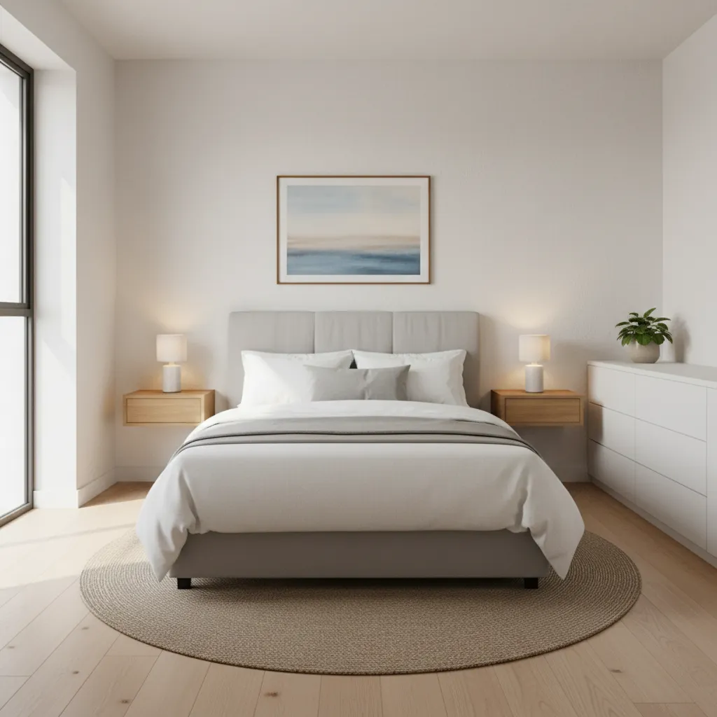 Plano visual de distribución de dormitorio pequeño