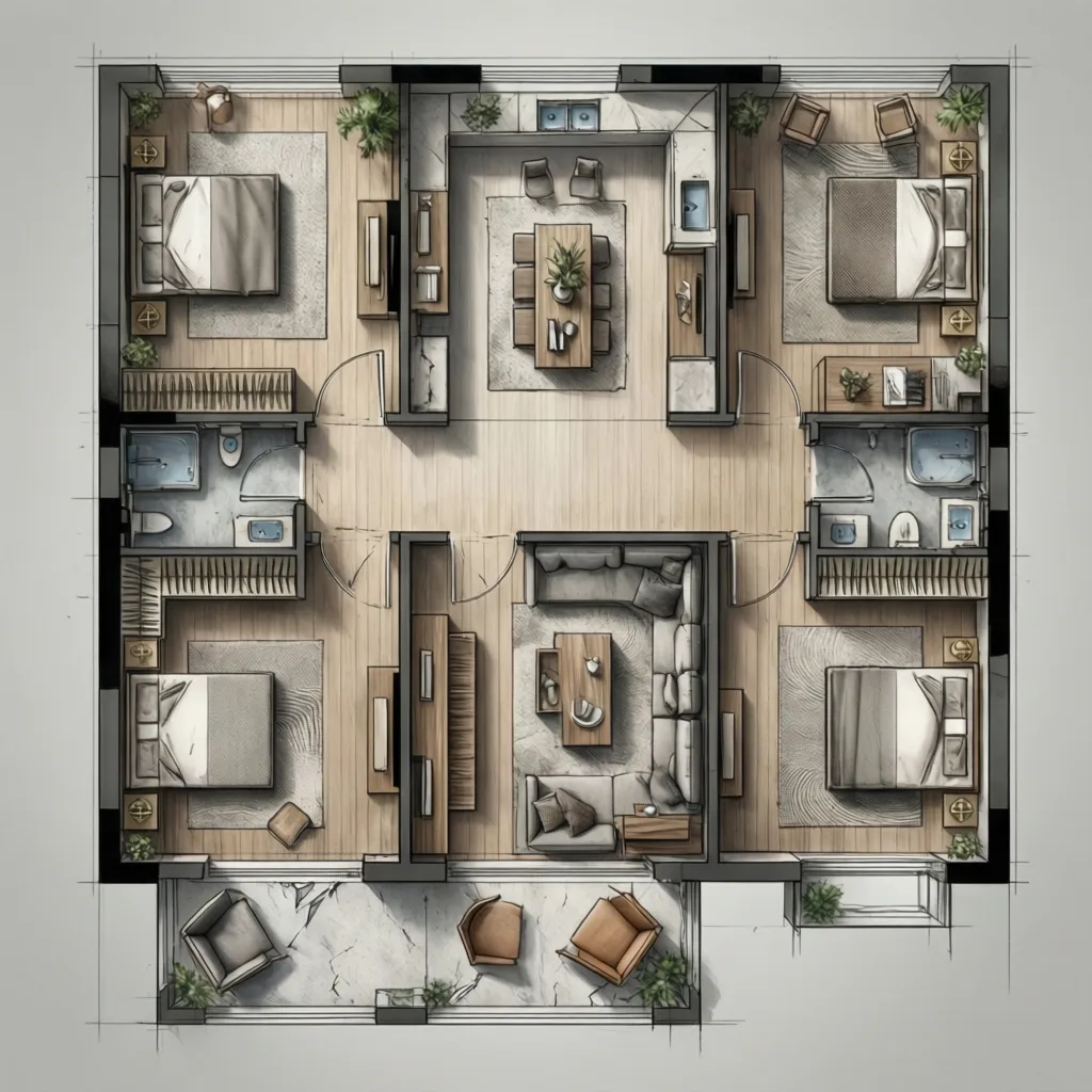 Plano de distribución interior con zonas funcionales bien definidas
