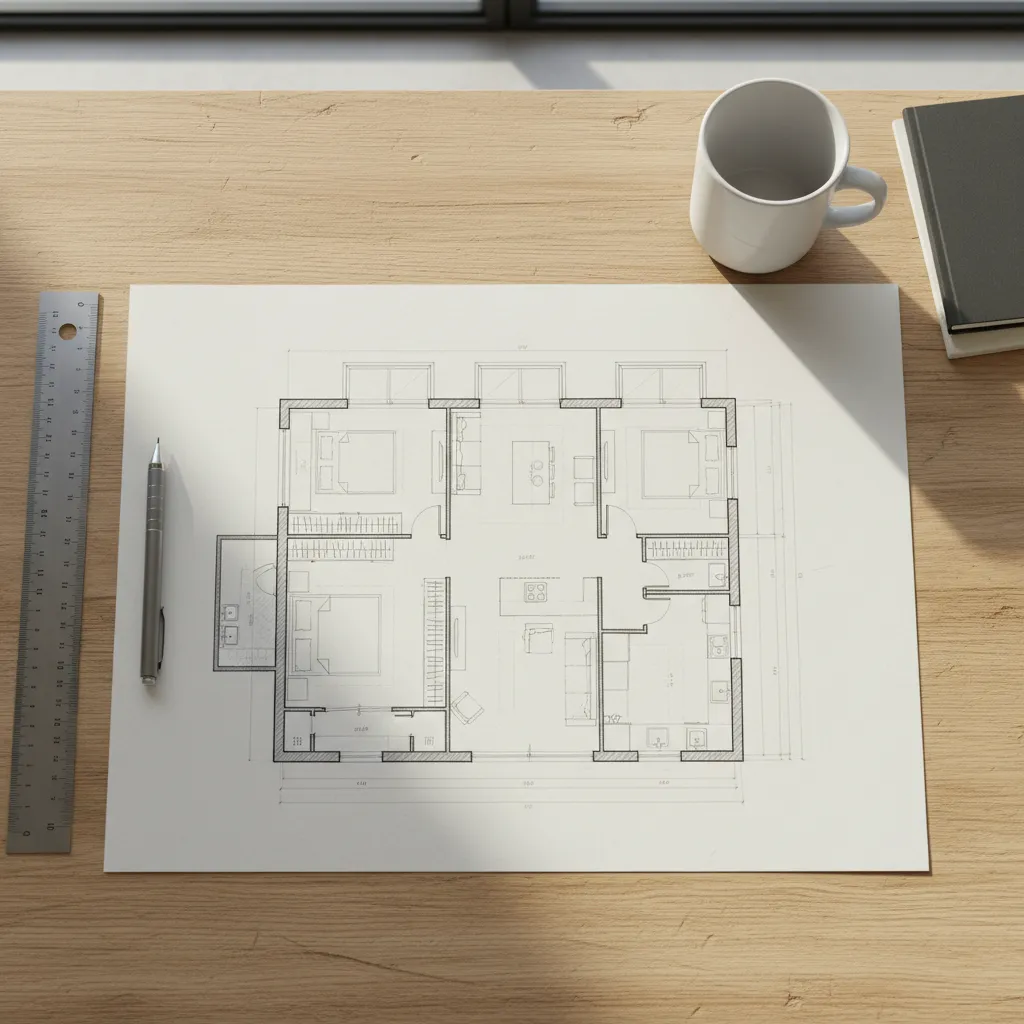 plano arquitectonico mostrando distribución eficiente de vivienda