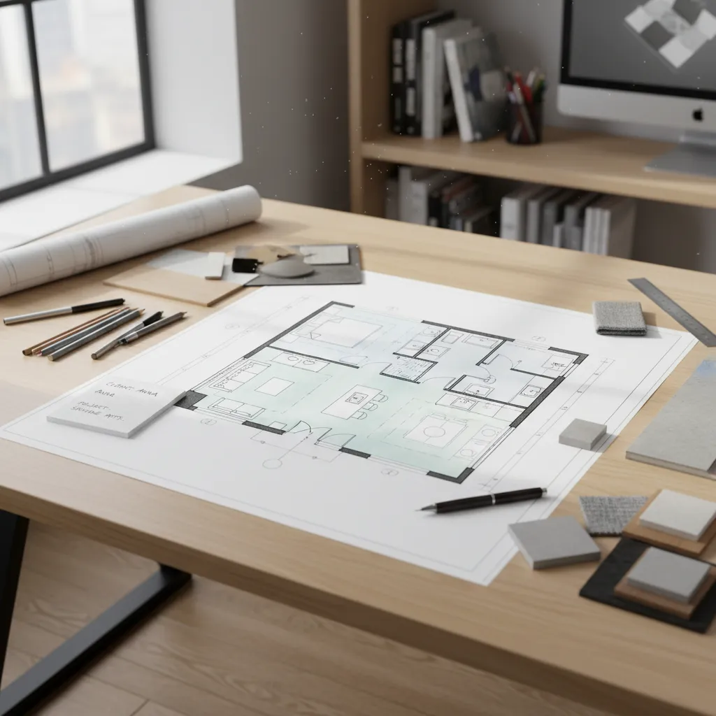 Plano arquitectónico mostrando distribución eficiente de una vivienda