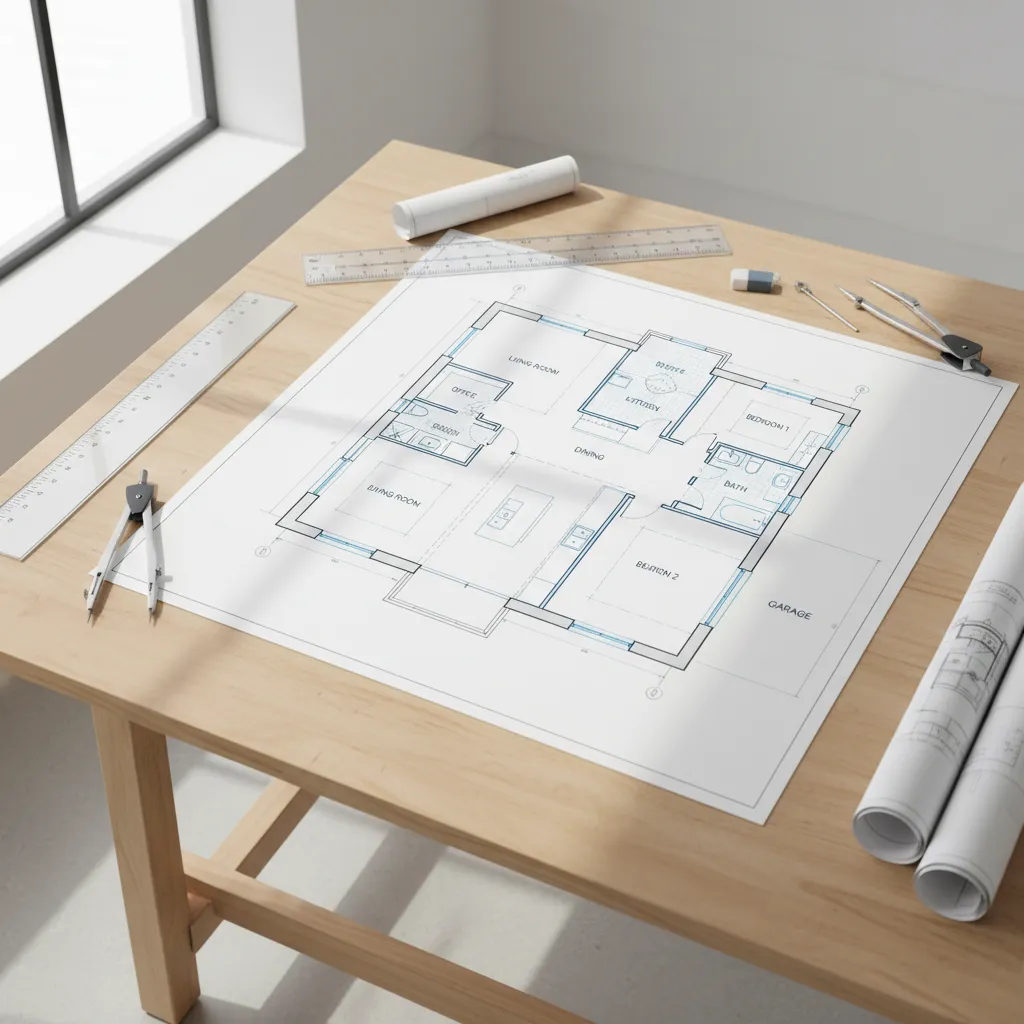 Plano de distribución de una vivienda con diferentes habitaciones señaladas