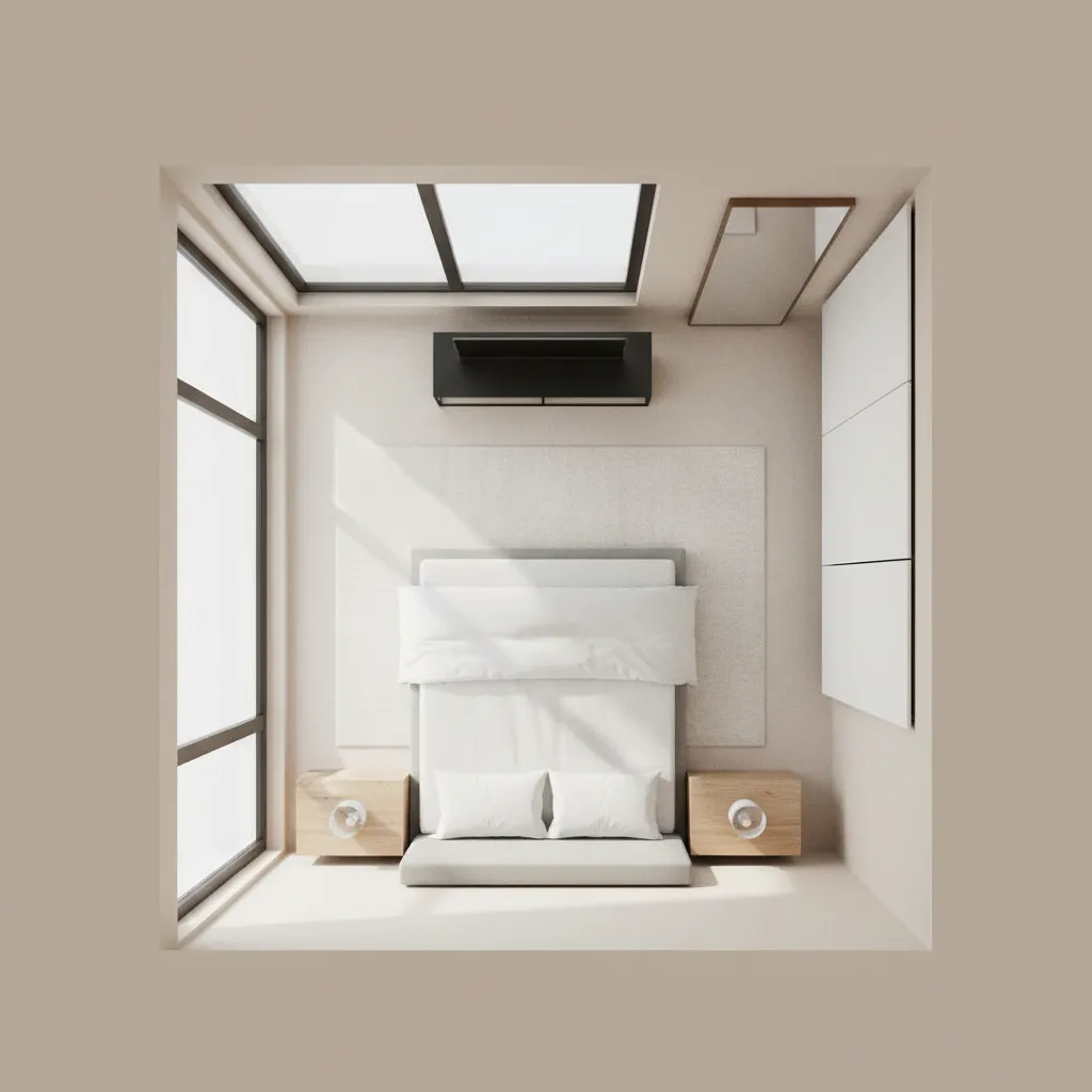 Diseño de distribución de muebles en una habitación moderna