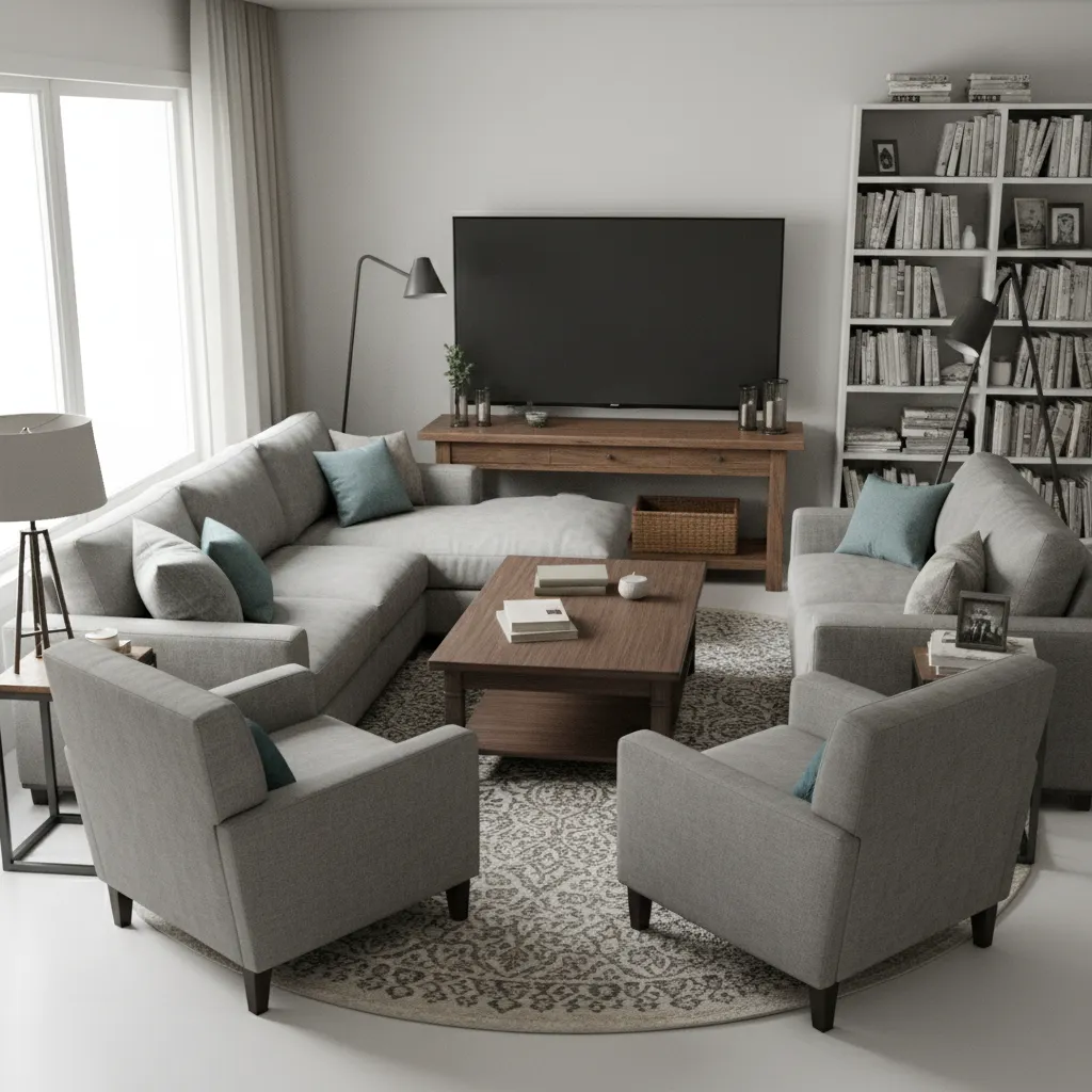 ejemplo de mala distribución de muebles en un salón pequeño