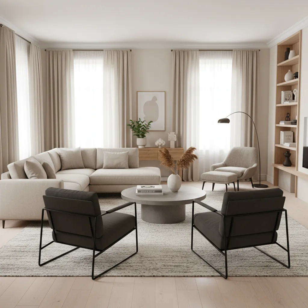Distribución de muebles en un salón moderno