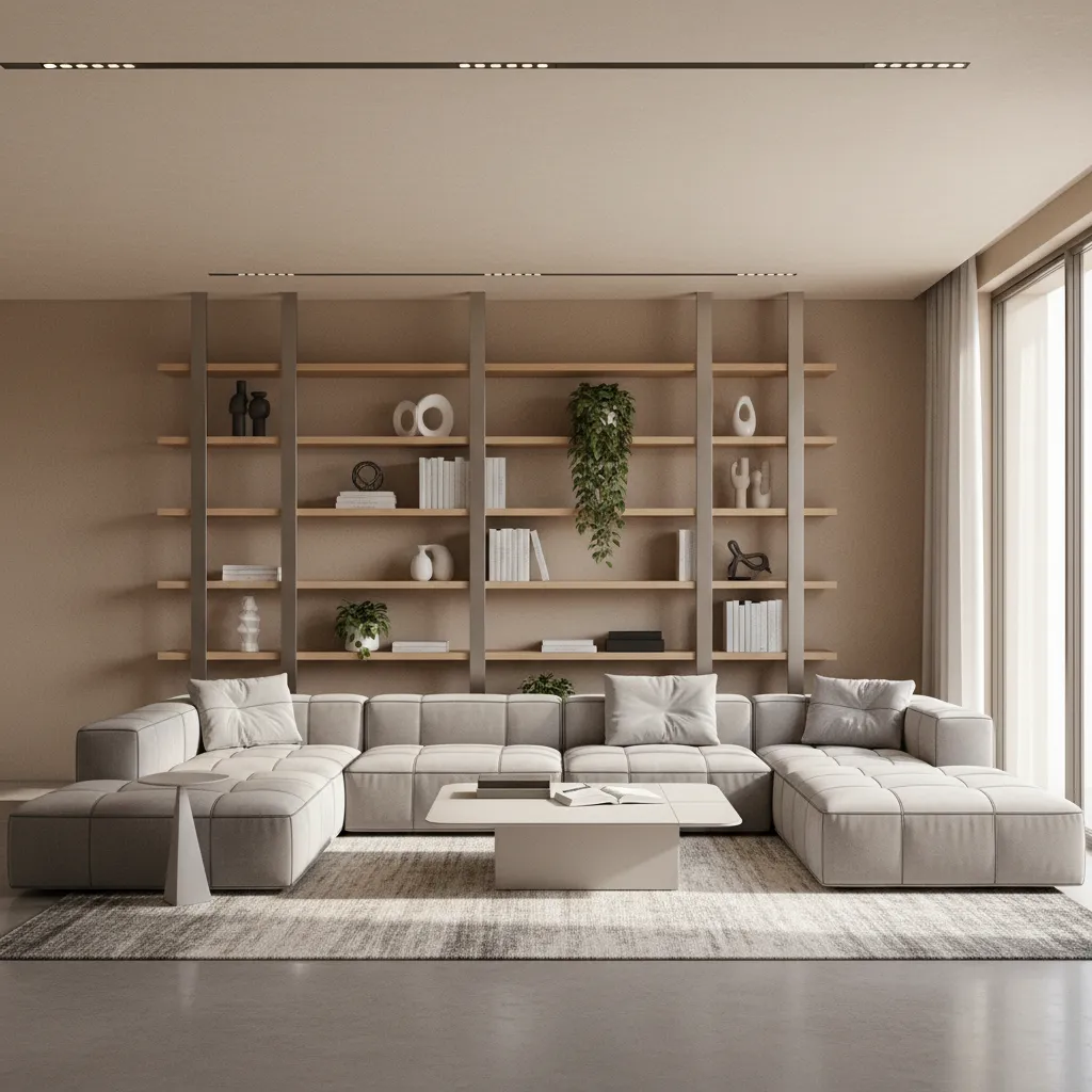 Distribución de muebles en un salón modelado en 3D