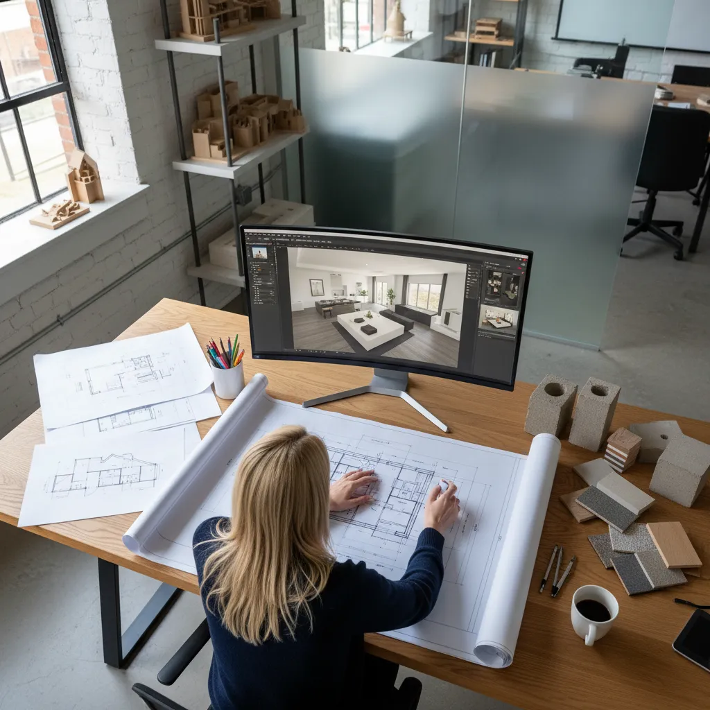 Plano arquitectónico mostrando distribución de una vivienda