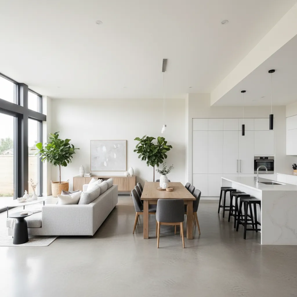 Espacio abierto de sala comedor y cocina en una casa familiar