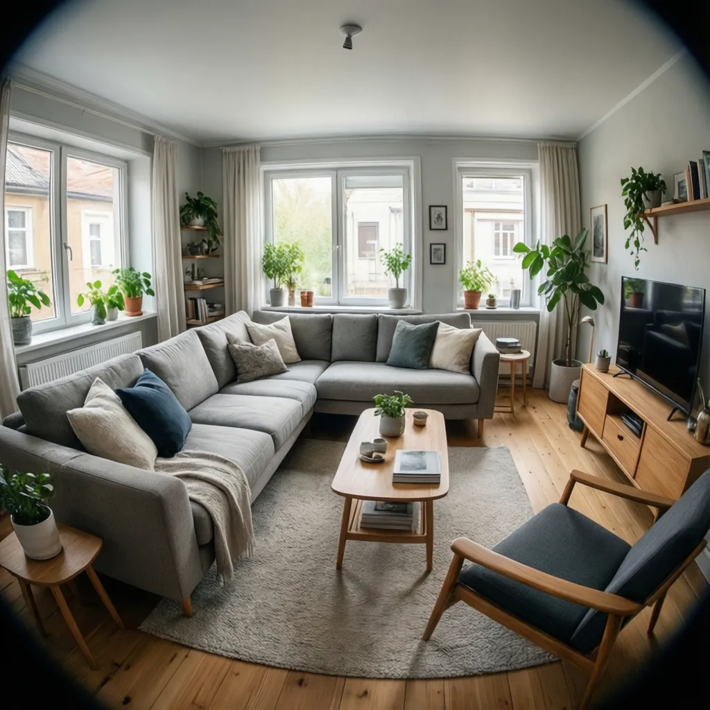 comparación de distribución de muebles en un salón para mejorar funcionalidad