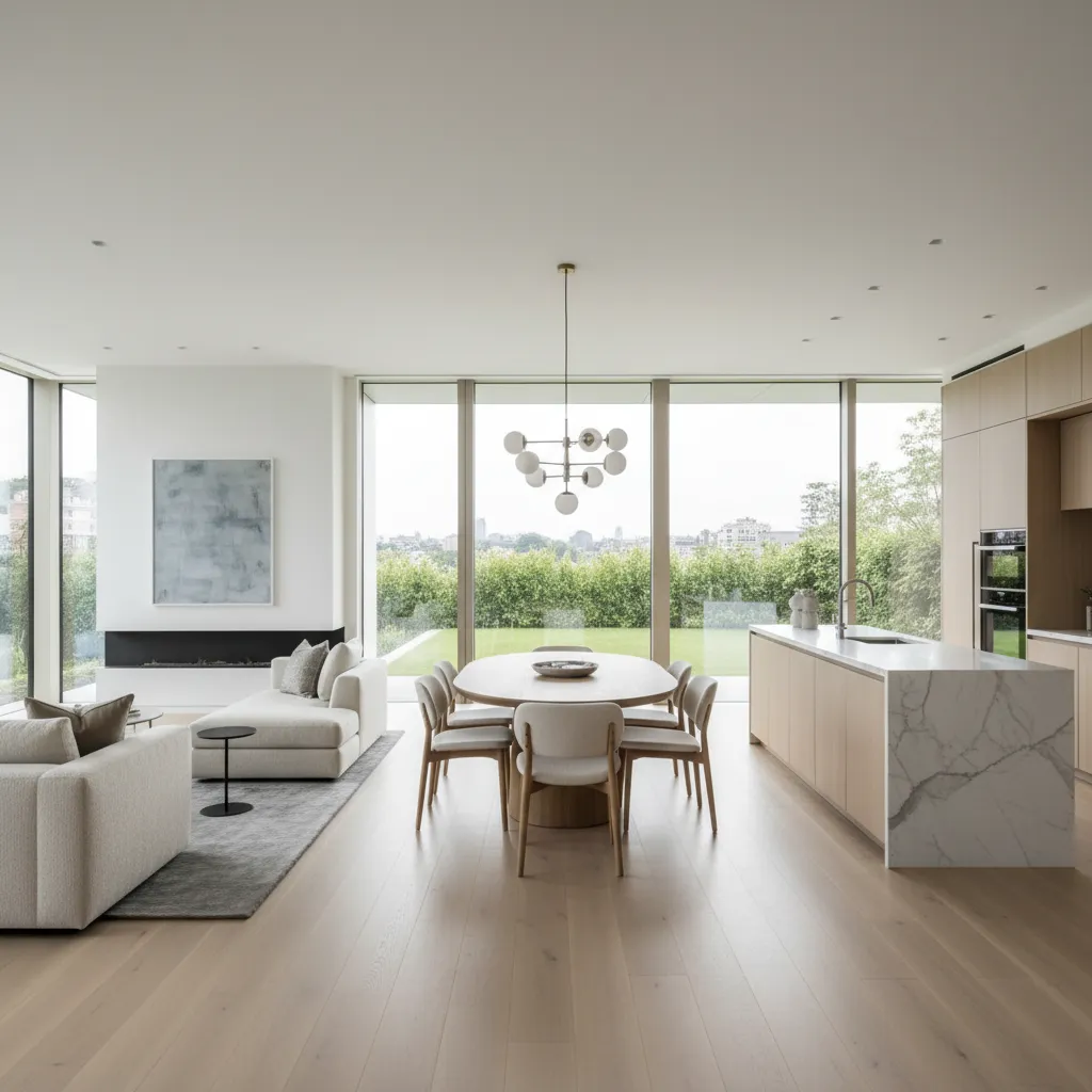 Espacio abierto con salón comedor y cocina conectados