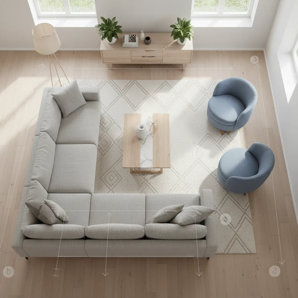 diferentes distribuciones de muebles en un salón moderno