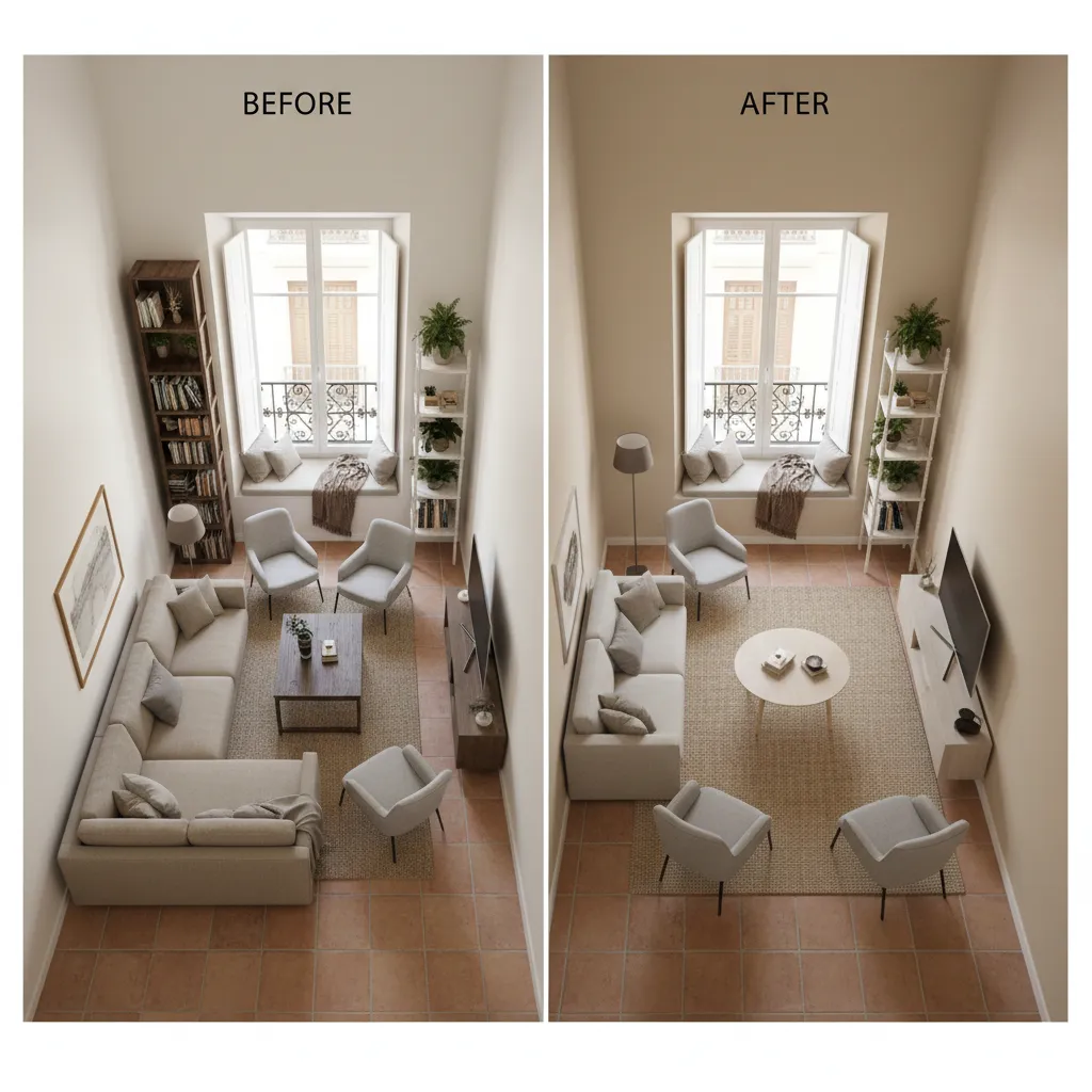 comparación de distribución de salón pequeño optimizado