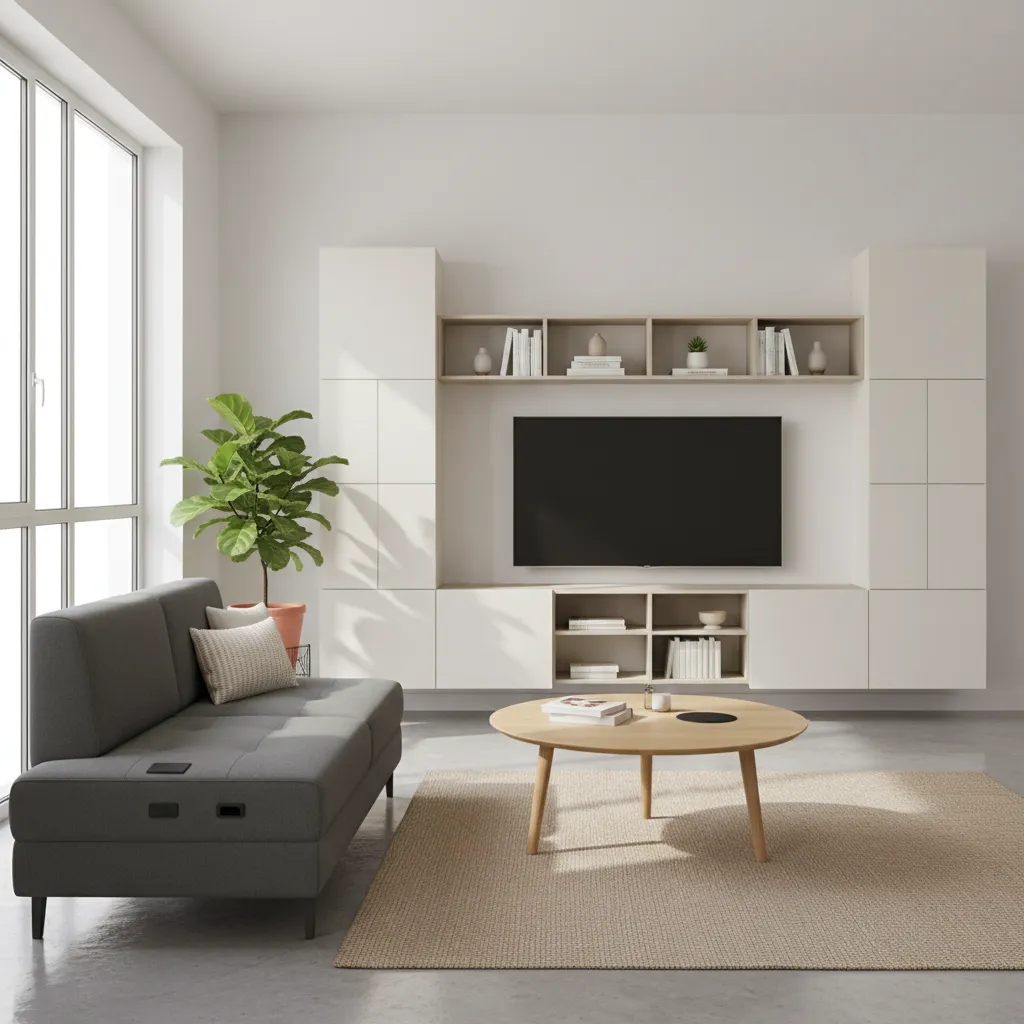 Distribución inteligente de muebles en un salón de piso pequeño