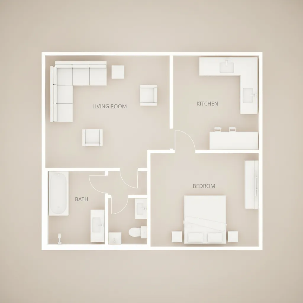 Plano simple con habitaciones separadas dentro de una vivienda
