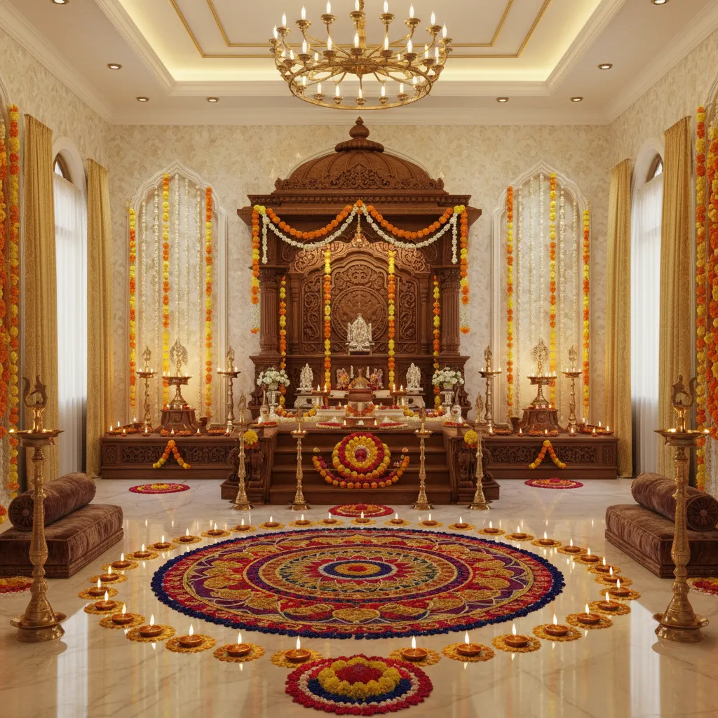 Diwali pooja room decoration with five designer ideas