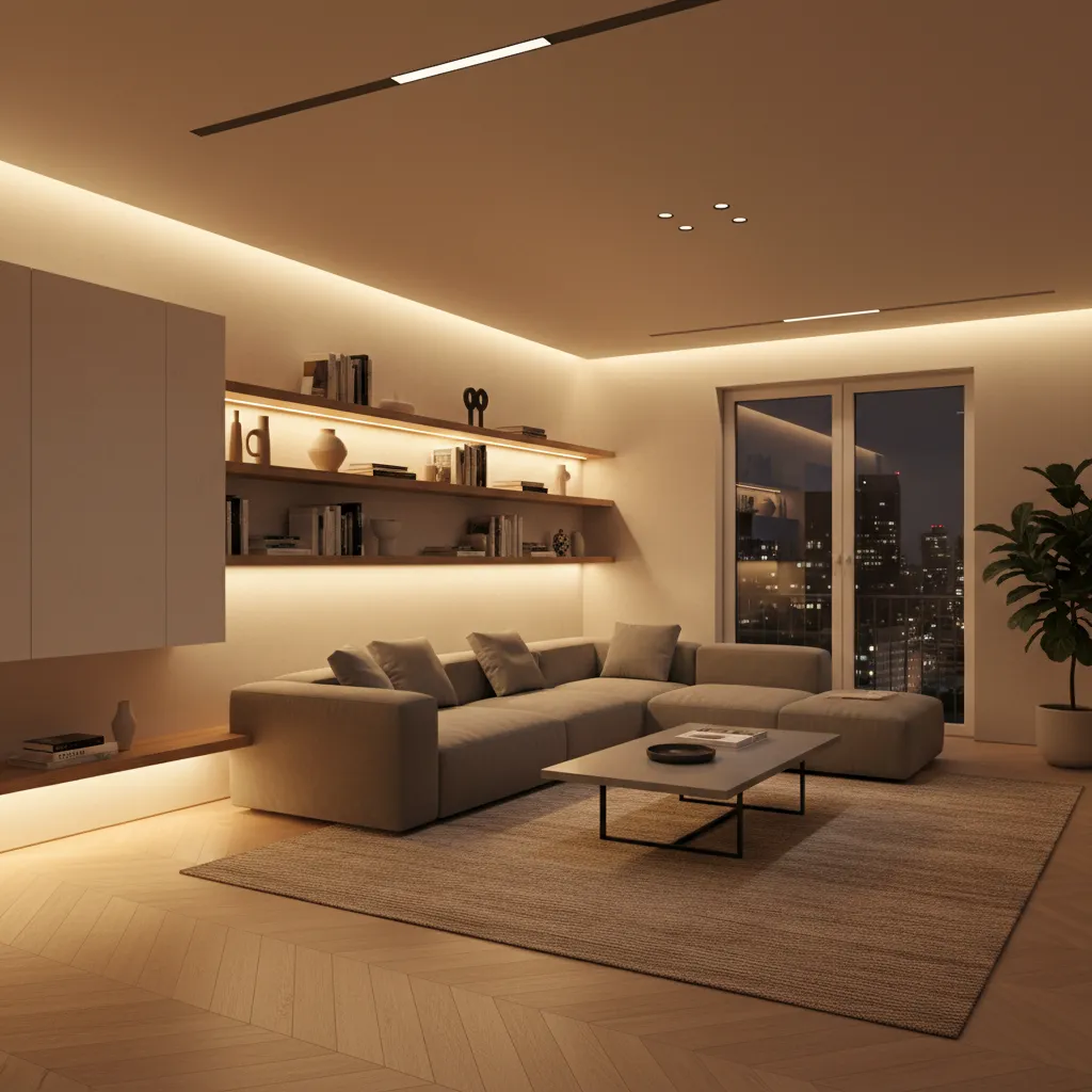 Iluminación decorativa DIY en salón moderno
