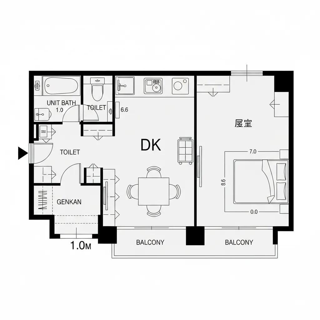 DKを「集積点」にする1DK
