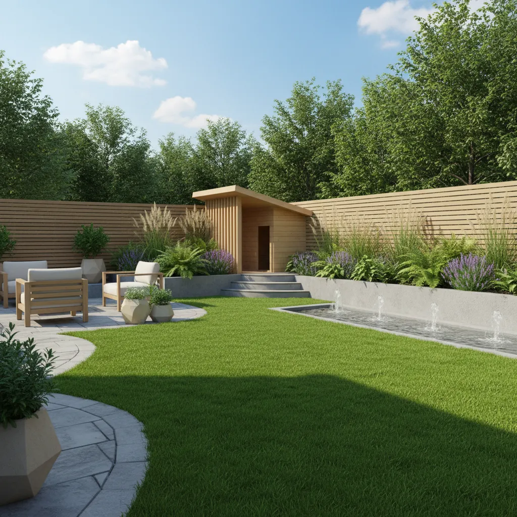 Casa para perro integrada en diseño de jardín