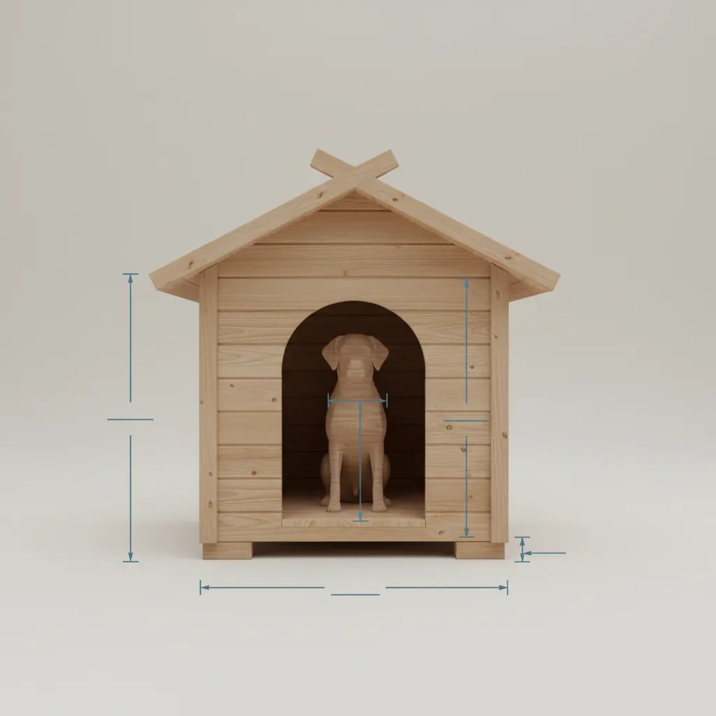 Diagrama de proporciones correctas para una casa de perro