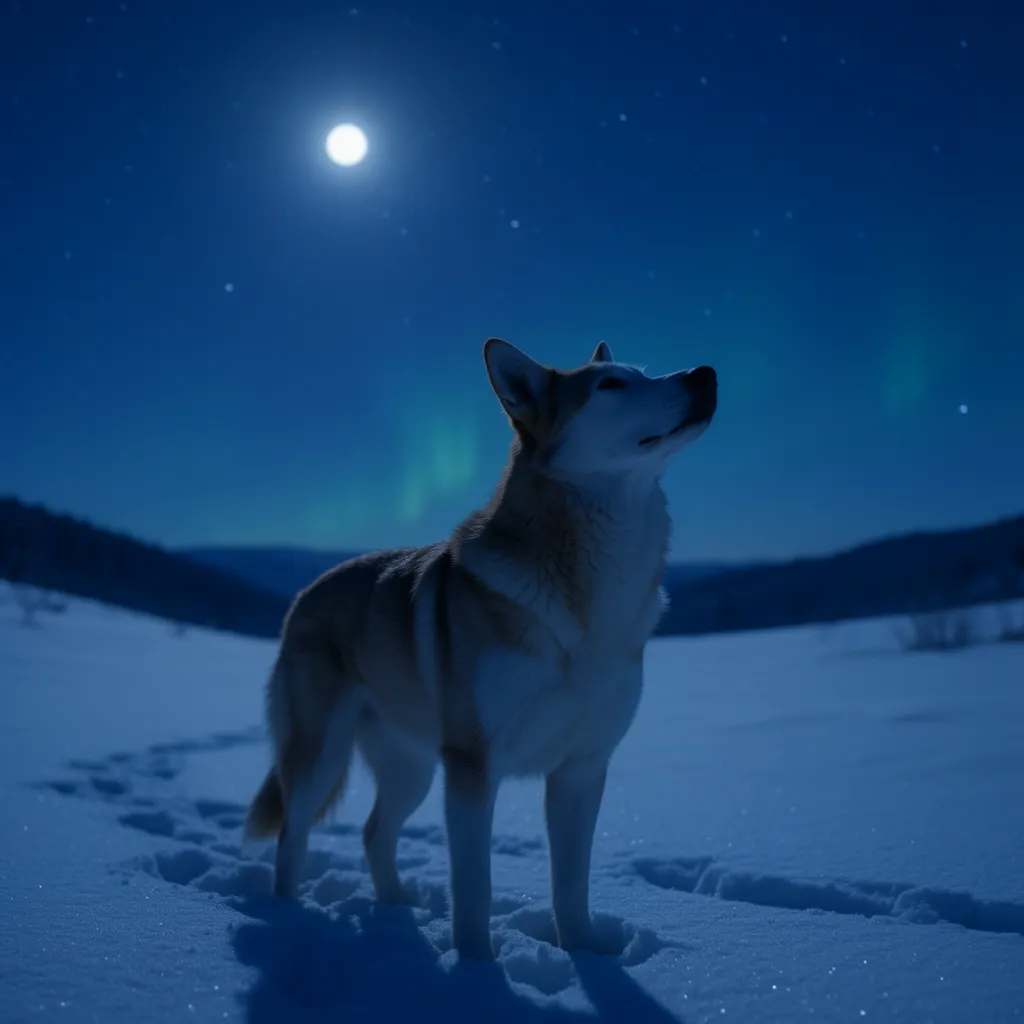 Dog looking into dark sky showing enhanced night vision ability