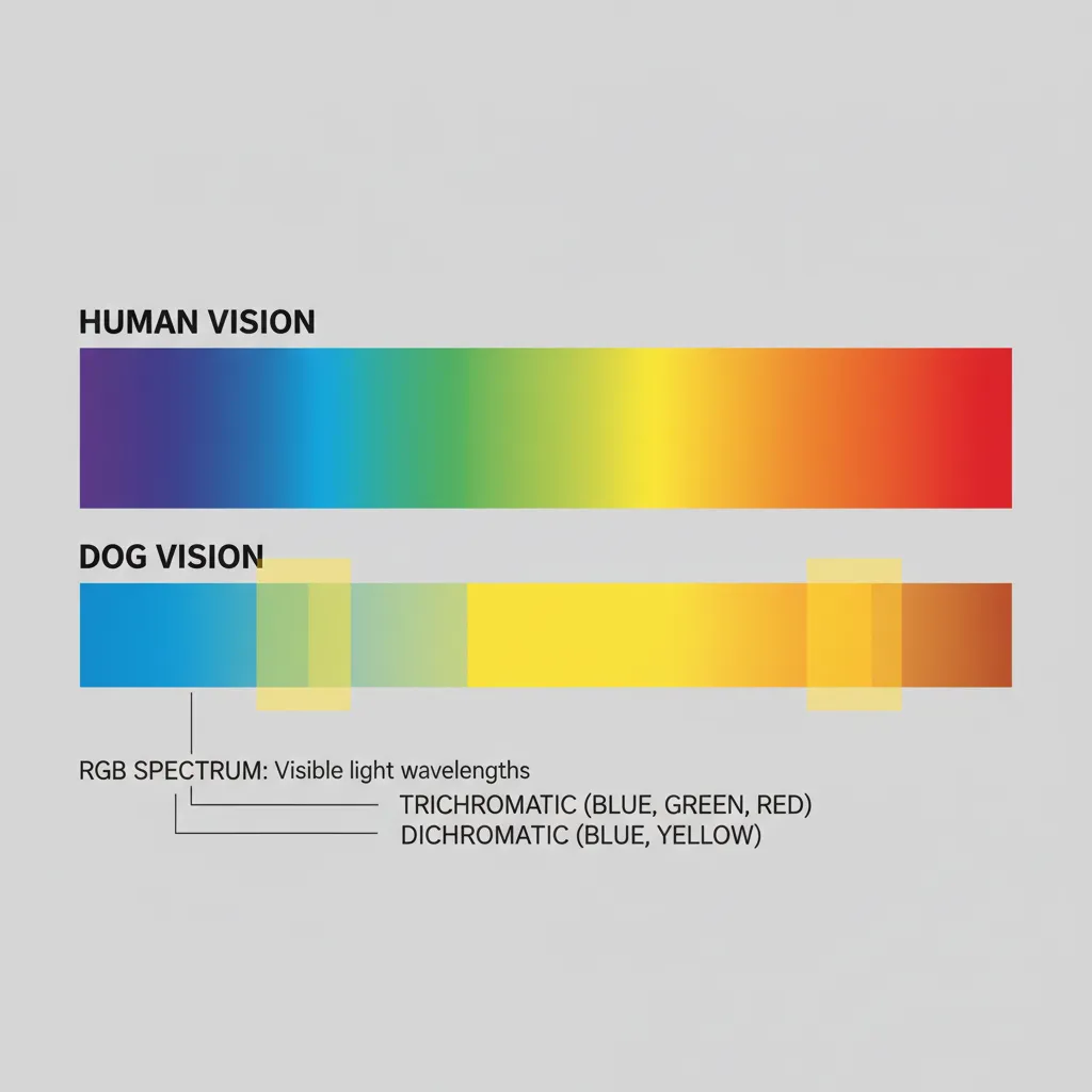 Comparison of human color vision and dog color vision spectrum