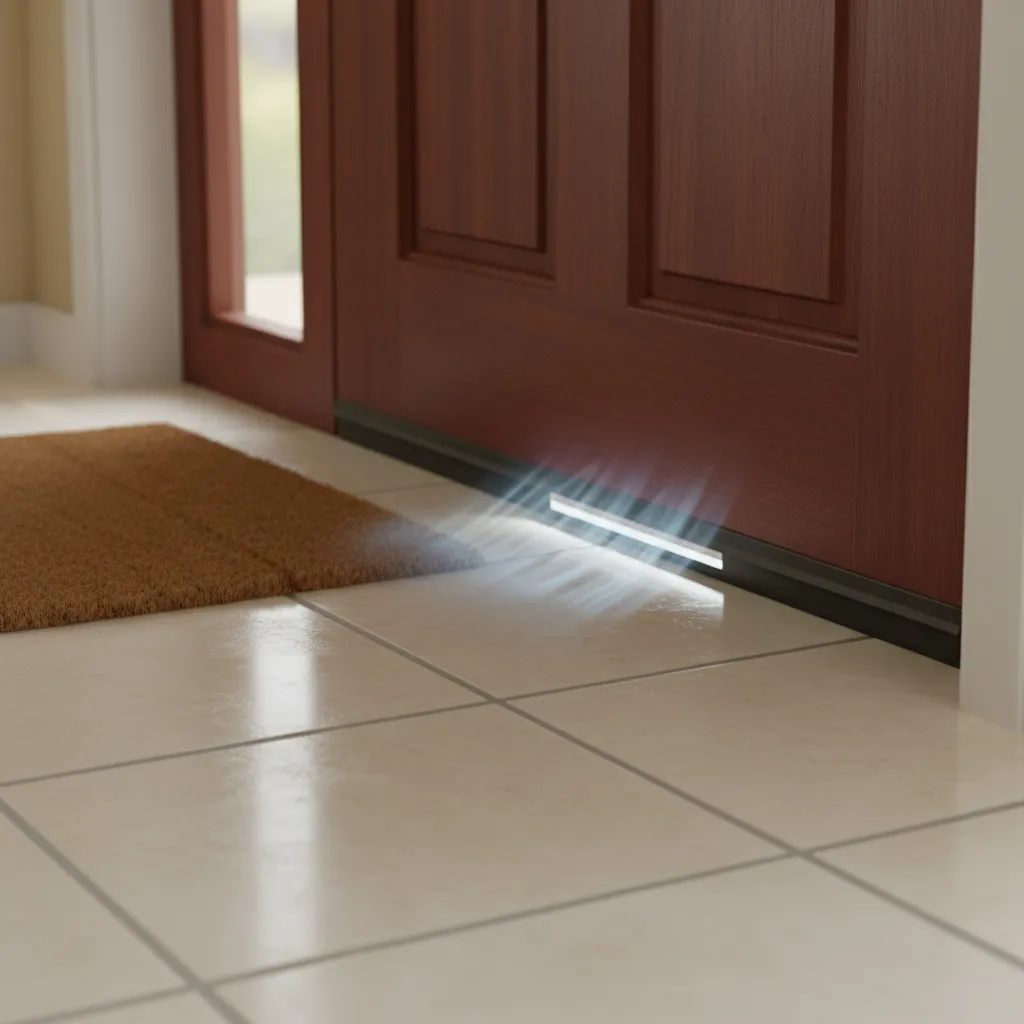 Cold air draft entering through gap under exterior door