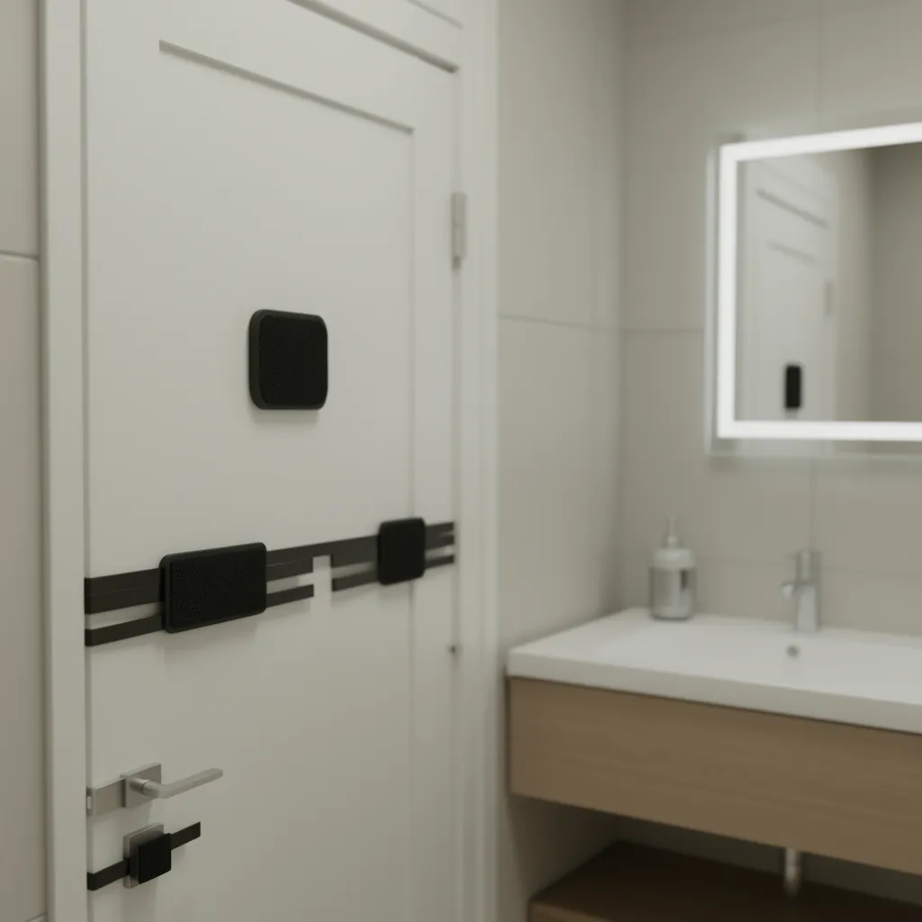 Protective felt pads on bathroom door organizer to prevent paint damage