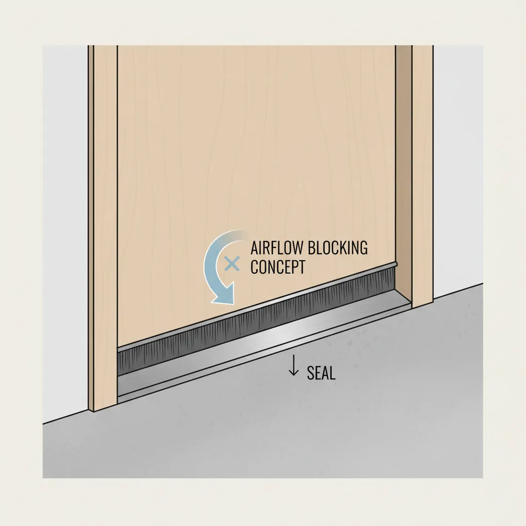 Diagram showing gap between door sweep and threshold
