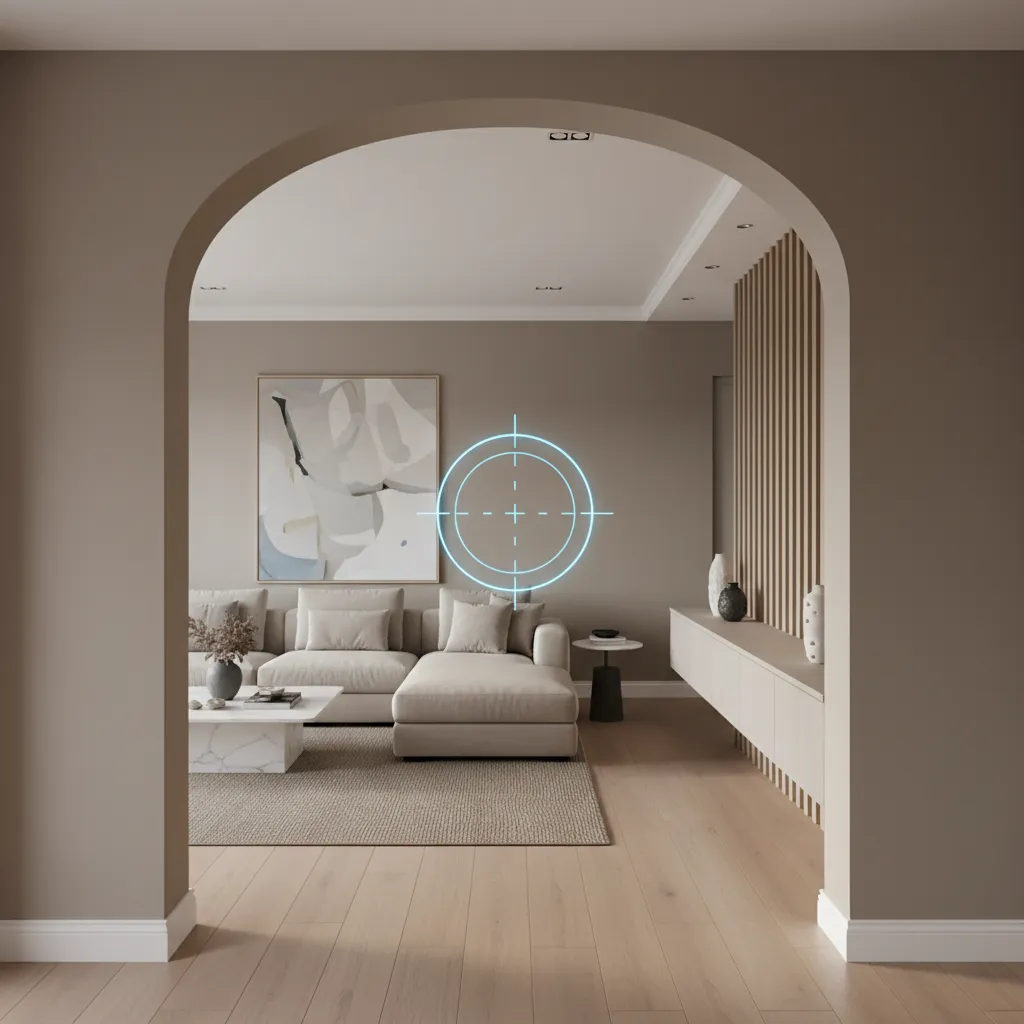 Interior doorway scan point connecting two rooms for spatial mapping